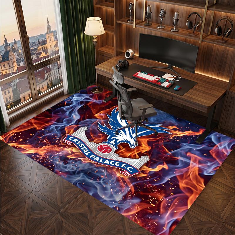 Crystal Palace Football Print Crystal Velvet Rug, Comfortable Water Absorbent Non Slip Indoor Floor Carpet