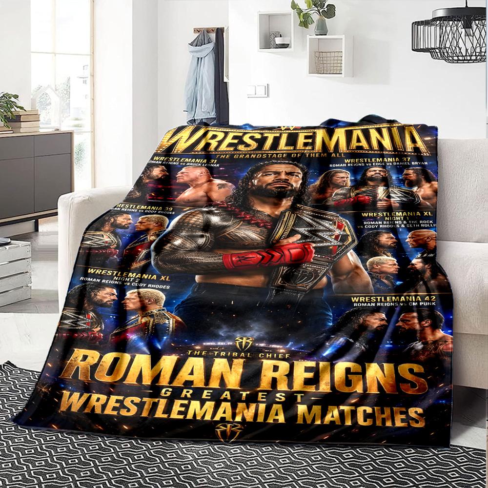 Wrestlemania Blanket Soft Warm Cozy Great for Sofa Chair Bedding Four Seasons Multipurpose Digital Print Gift for Travel Home Birthdays