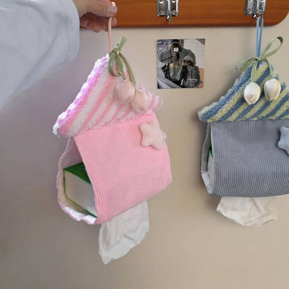 Space Saving Tissue Holder House Shape Tissue Box Cute Tissue Bag