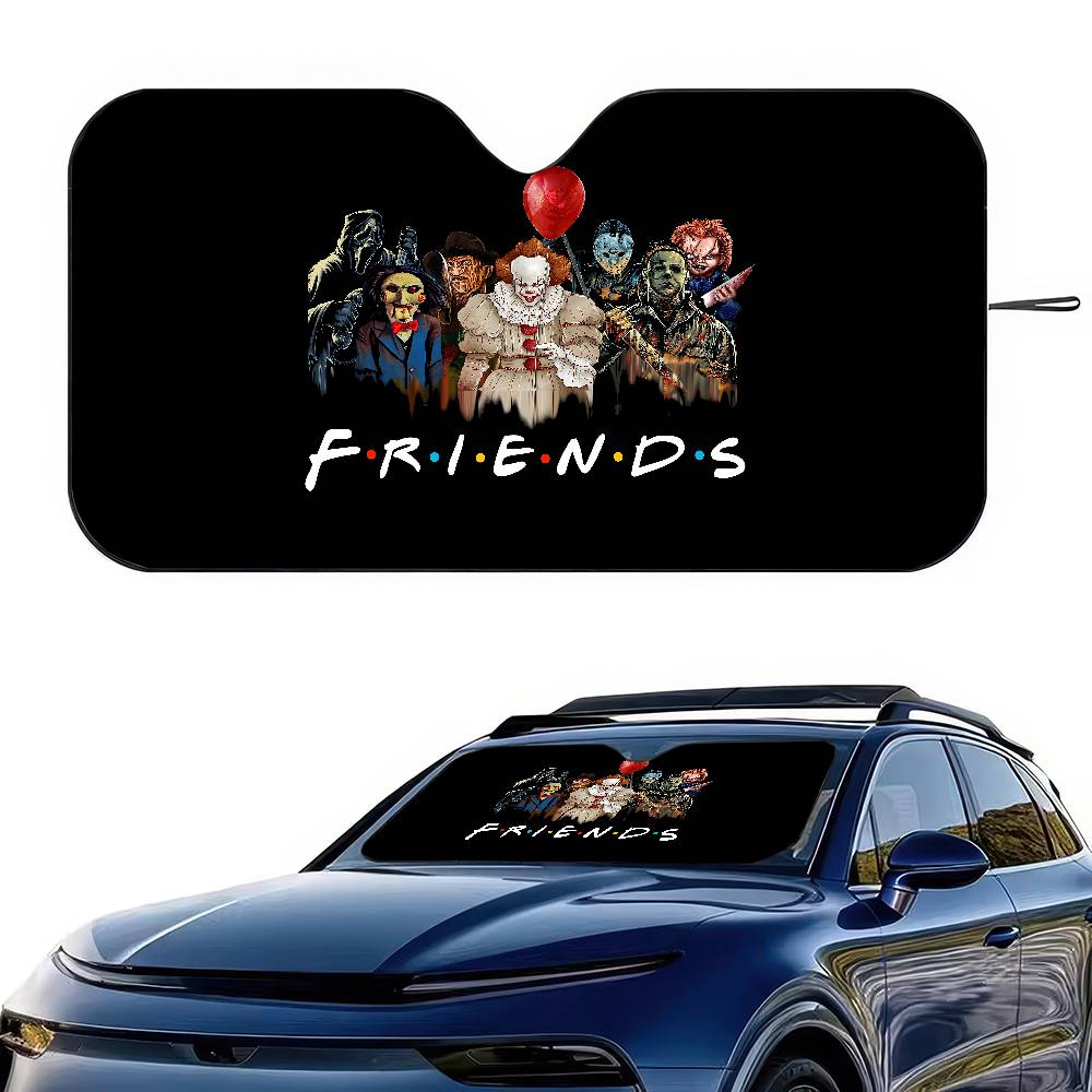 New Arrival Horrible Friends Killer Movie Holographic Windshield Sunshade Car Front Windshield 70x130cm Sun Visor Heat Reflector