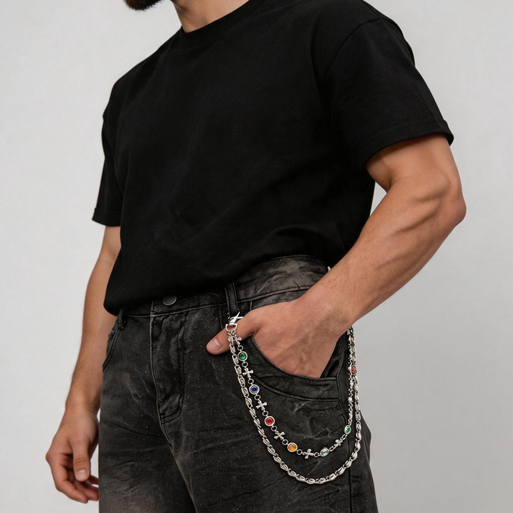European and American Hip Hop Cross Trouser Chain Men's Fashion Personalized Jeans Hanging Chain Men's Waist Chain Hanging Accessories