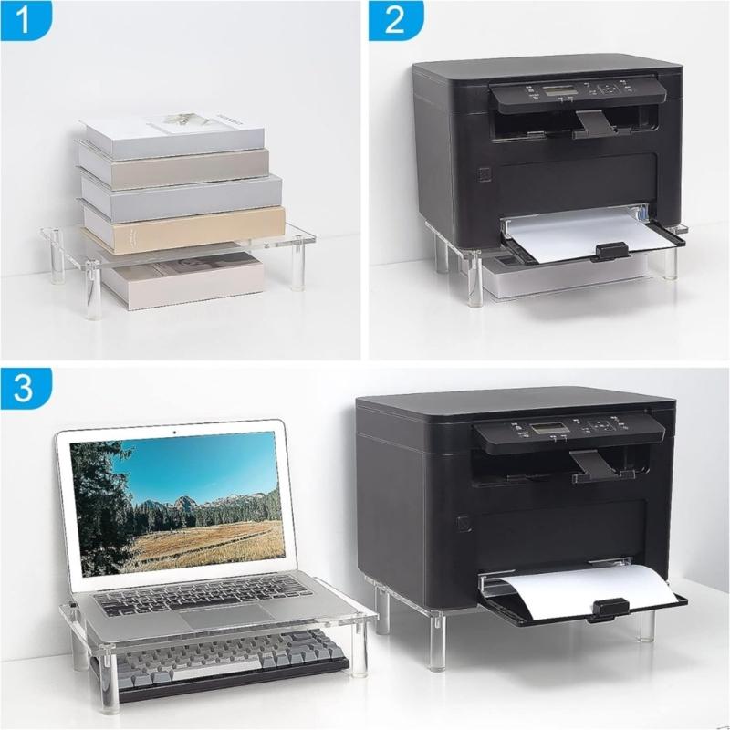 Laptop Computer Support Rack Space Saving Monitor Risers Transparent Clear Acrylic Printer Stand for Home and Office