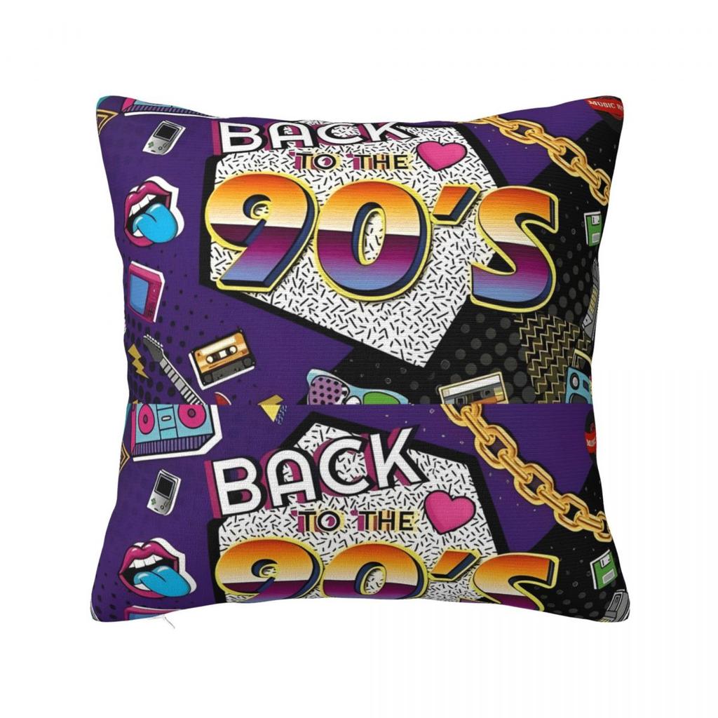 Retro 80s 90s Throw Pillow Cover Polyester Cushions for Sofa Graffiti Music 4545cm Pillowcase