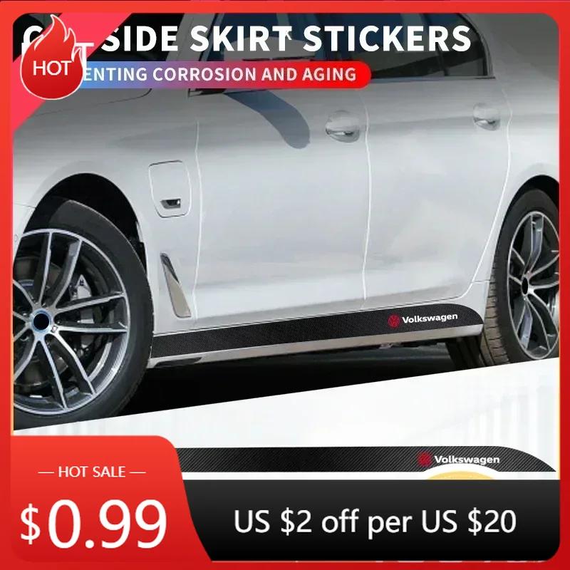 Nieuw 2 stuks Nieuwe Autodeur Zijskirts Auto Carrosserie Decals Koolstofvezel Stickers Voor Volkswagen VW GTI Rline R Golf Amarok Phaeton Ter