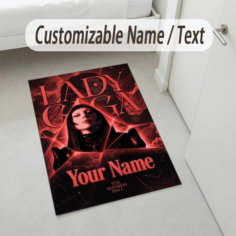 Personalized Crystal Velvet Carpet,Lady Gaga Custom Printed Name, Plush Area Rug For Home Indoor Decor