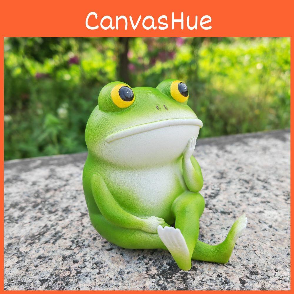 Charming Thoughtful Frog Garden Statue Sculpture For Home Desktop Decoration In Resin