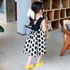 Summer Girl Polka Dot Print Waist Puff Dress Girls Sleeveless Dress