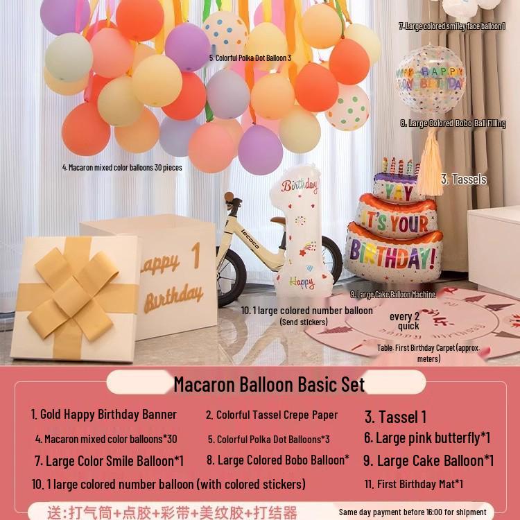 One-Year-Old Birthday Party Balloon and Photo Background Decor