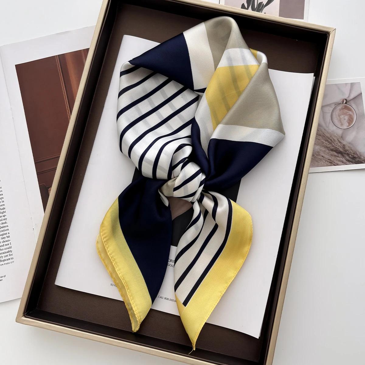 

Роскошные женские мягкие атласные платки для волос, модный квадратный платок на голову с принтом роз 70 см, профессиональные аксессуары, дизайнерский шарф 70x70CM