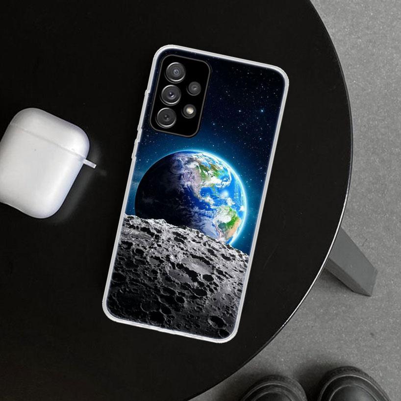 Erdsterne Weltraum Handyhülle Cover für Samsung Galaxy A12 A22 A32 A52 A72 A02S A51 A50S A31 A20S A10S Note 20 Ultra 10 Plus Gala
