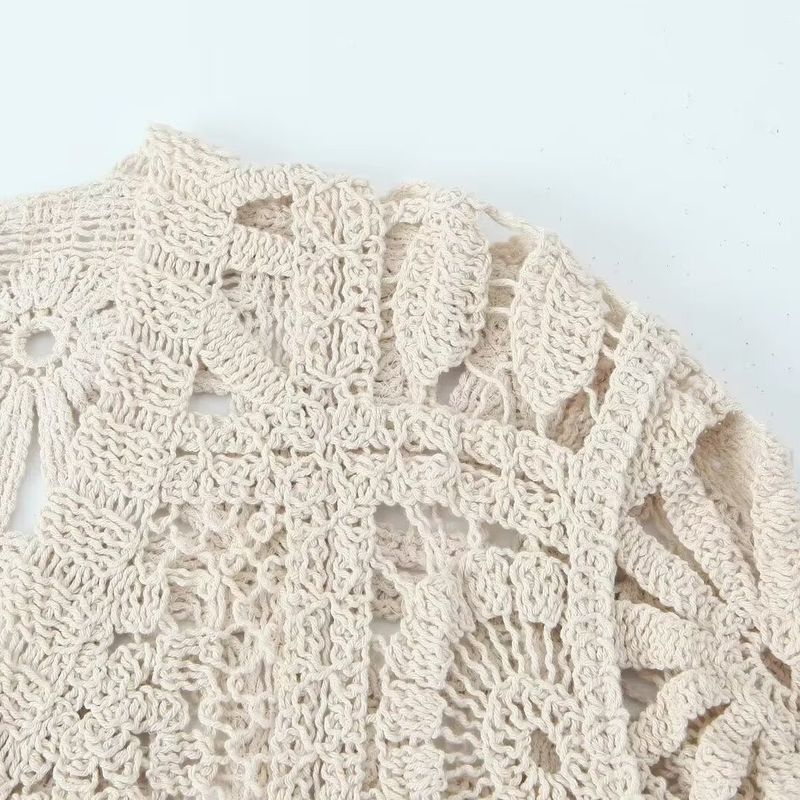 Kaslead New Women clothes Western Style Mori look Idle Style Three-Dimensional Hollow Crochet Knitting Suit