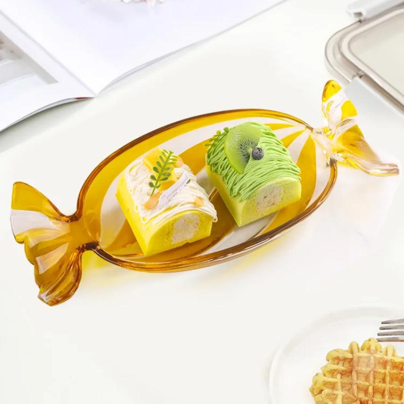 Tykk krystallglass snackstallerken godteriformet dessertbrett festserveringsskål juledekorasjon servise høytidsservering