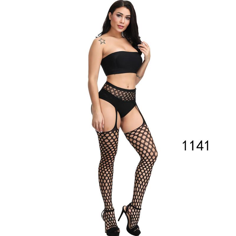 Plus Size Women Bodystocking Sexy Lingerie Ladies Erotic Lingerie Tights Women Suspender Pantyhose Tights Open Crotch