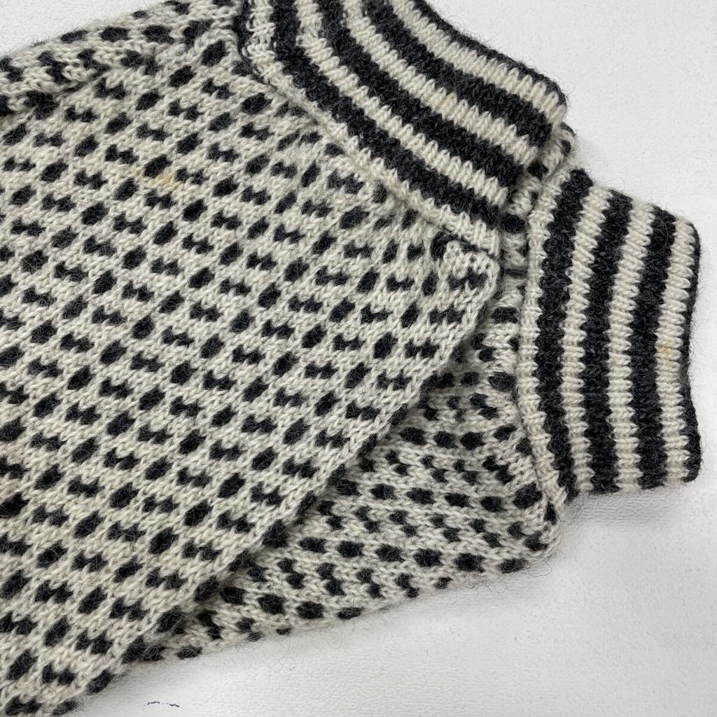 LLBean ~80's Ivory Bi-color Eye-Pulled Oversized Knit Tops L IvoryUsed