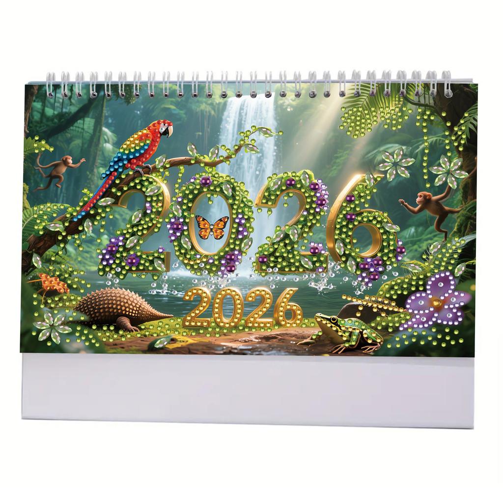 5D/DIY Calendar Diamond Art Paper Desk Calendar Diamond Decorations Calendar Shiny Rhinestones Decor Calendar for New Year Gifts