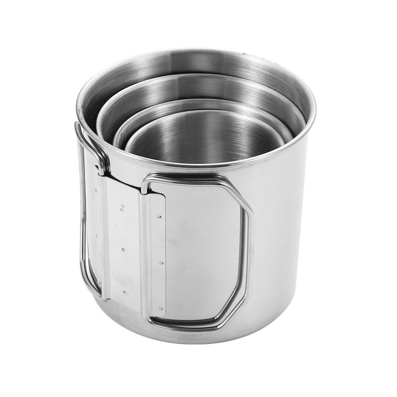 304 Stainless Steel Folding Cup with Drawstring Bag - Portable Outdoor Coffee/Mug for Camping & Picnics
