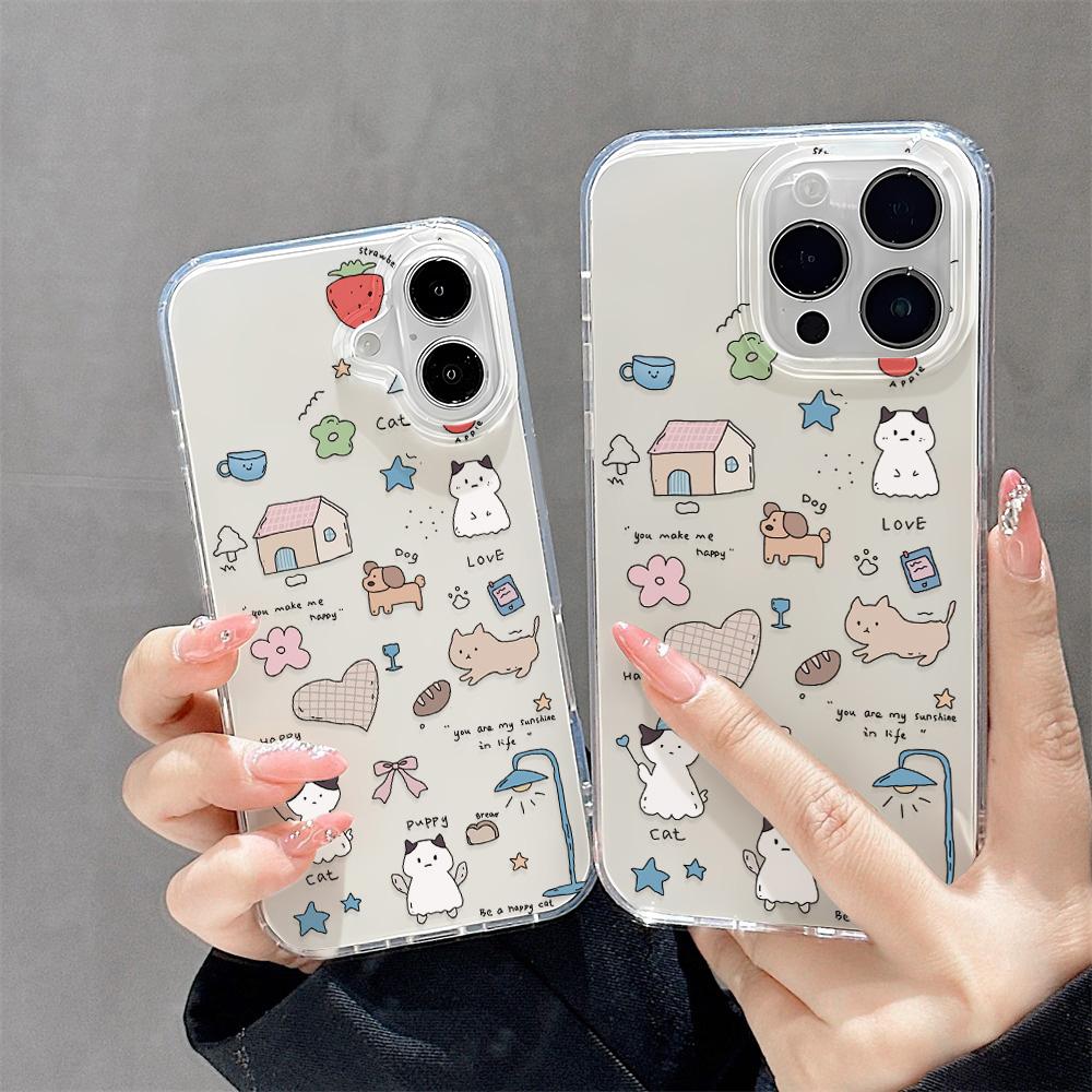 Painted Phone Case for iPhone 12 13 15 16 iPhone 16 12 13 14 15 Pro  14 15 16 Pro Max Coverage Shockproof Anti-Fingerprint Fresh Style Protective Case