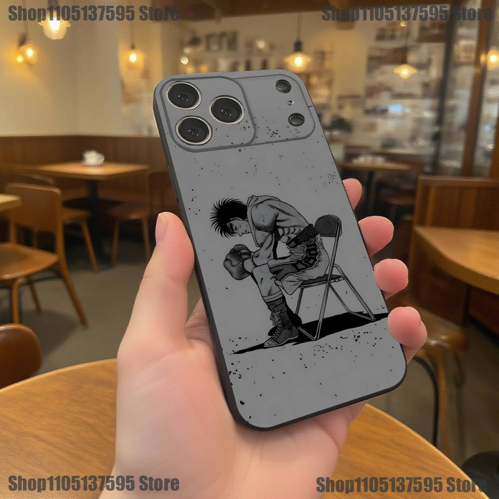 Boxing H-Hajime no Ippo Phone Case For iPhone 17,16,15,14,13,12,11,Pro,XS,Max,XR,Plus,E,SE4,Mini Black Soft Cover