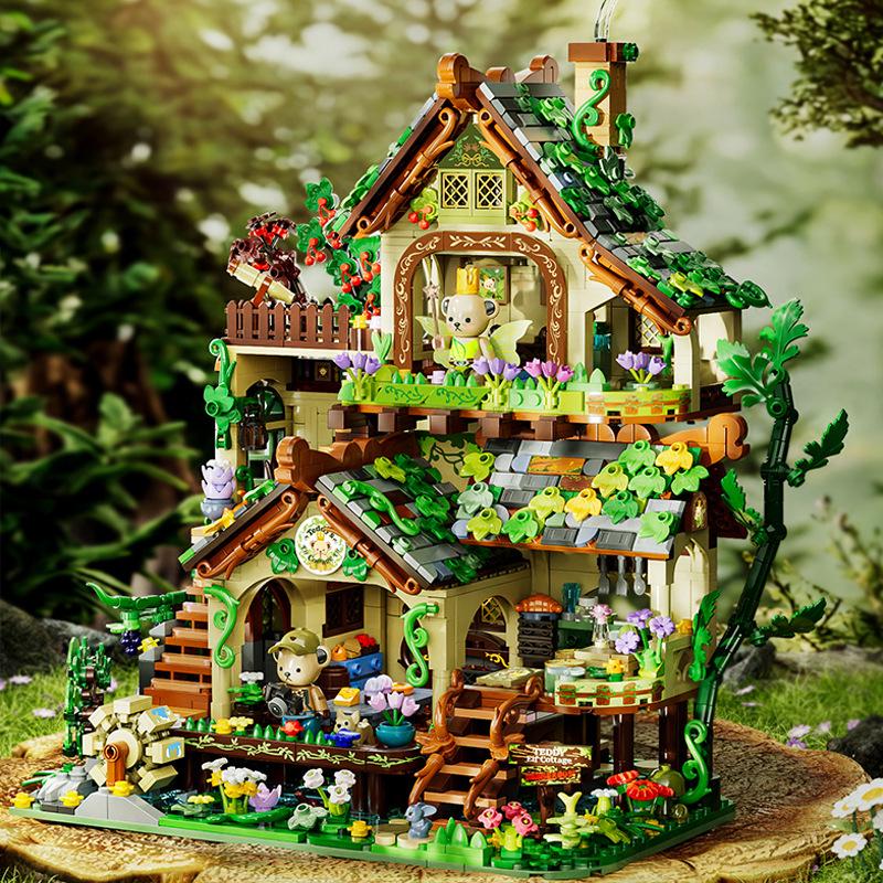 Cross-border Teddieson Elf House Building Blocks: Educational Interlocking Toy Set for Children