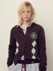 [mardimercredi] Cashmere Blended Cardigan Round Neck Argyle_Brown Mint