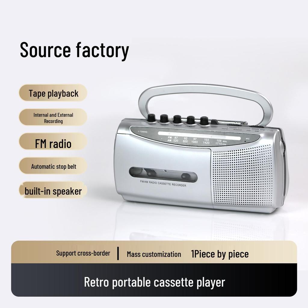 Vintage Multi-band Radio & Cassette Player: Nostalgic Portable Recorder for Outdoor Use