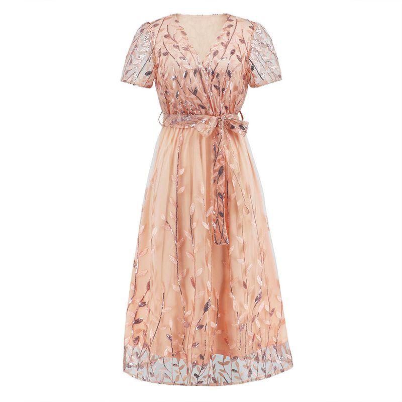 Women's Slim Fit V-neck Mid Length Dress Silm V Neck Mid Length Long Length Dress