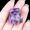 Amethyst Tiger Eye Owl Mini Ornament - Crystal Agate Carved Animal Decor