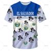 El Salvador Flag National Emblem 3D Print T Shirts Streetwear Harajuku Men Women Casual Sportswear O Neck Short Sleeve T-shirt