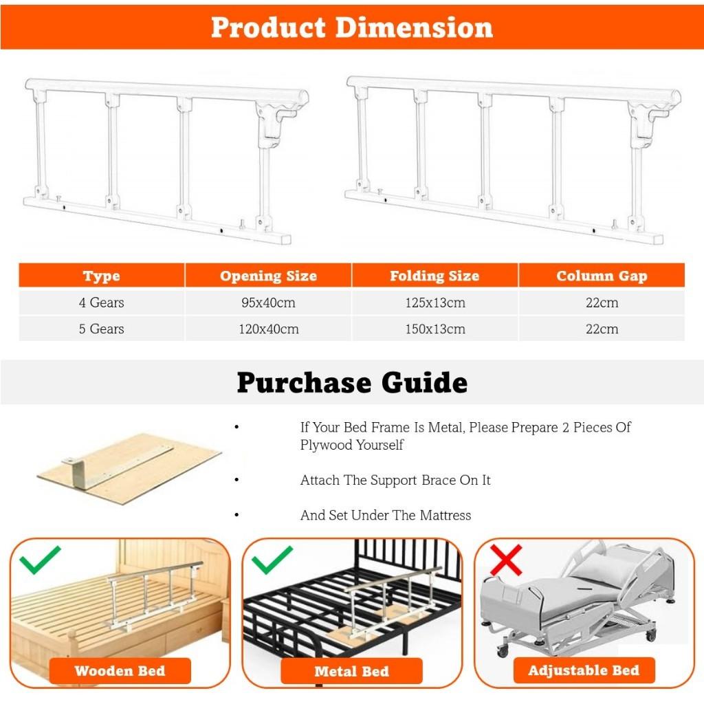 Safety Assist Handle Elderly Bedridden Pregnancy Bed Railing Guard Rails Household Foldable Bed Guardrail