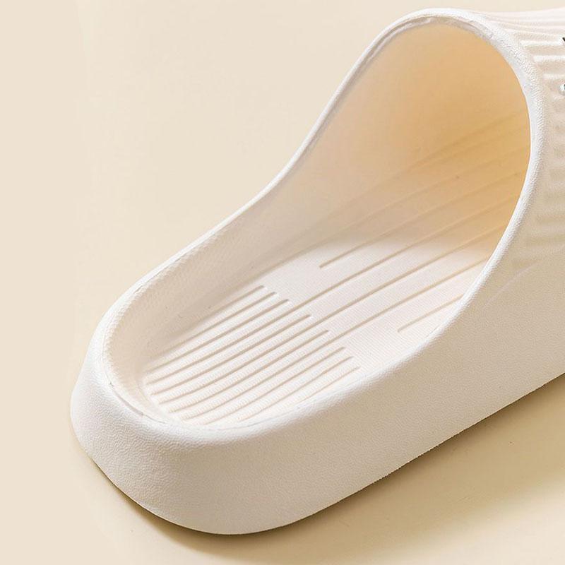 WTEMPO Lovely Couple Slippers Summer Thick Sole Makaron Color Cartoon Animal Stripe Flat Heel Soft Sole Indoor and Outdoor Bathroom Anti-slip Slippers