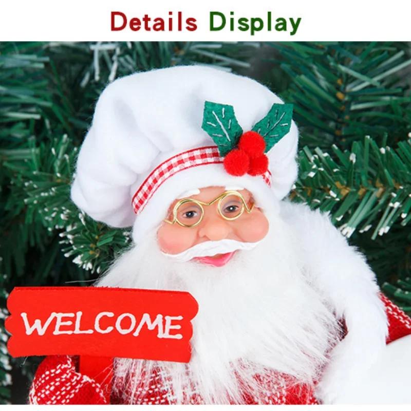 Christmas Chef Santa Gnome Doll Hanging Legs Sitting Figurine For Home Tabletop Xmas Holiday Party Decoration Ornament Gift