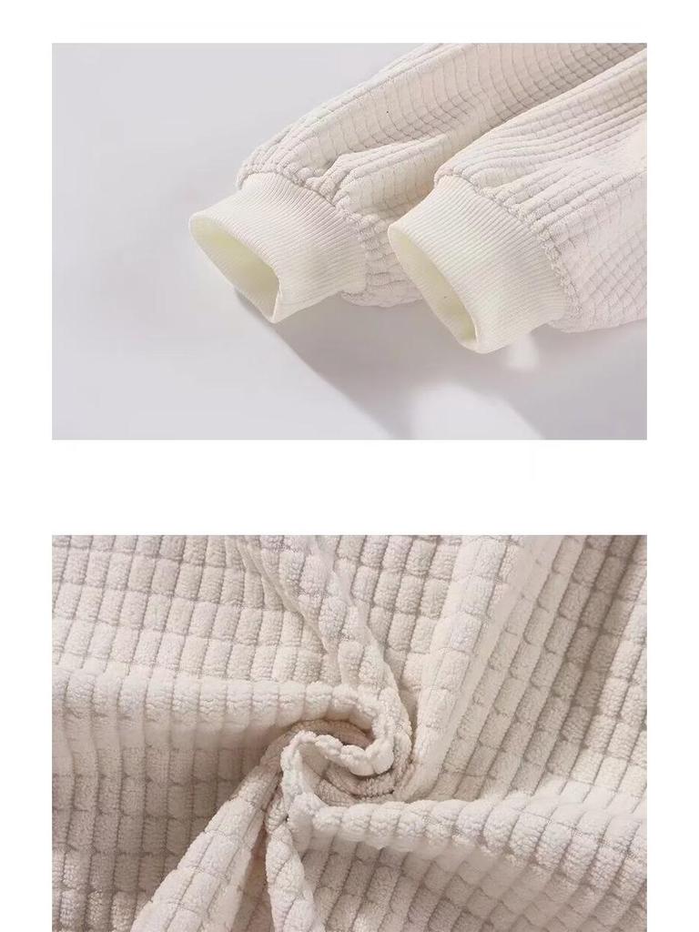 Men's Oversized Retro Waffle Knit Hooded Sweatshirt - Heavy-Weight Casual Jacket for Spring & Autumn by Trendy Brand