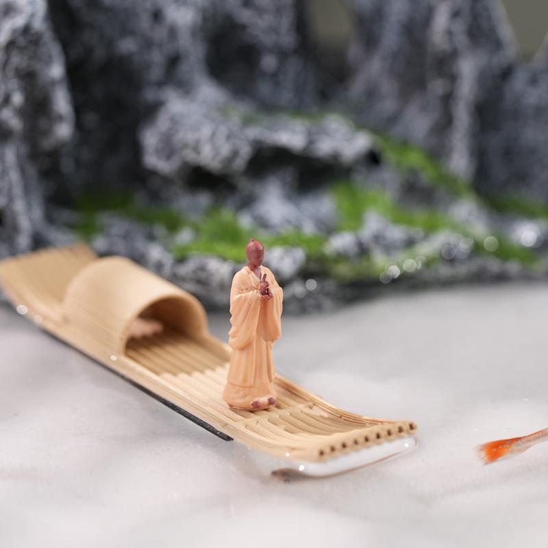 3D Floating Boat Mini Bamboo Raft Fish Tank Bonsai Micro Landscape Ornaments Creative Home Decoration Aquarium Accessories New