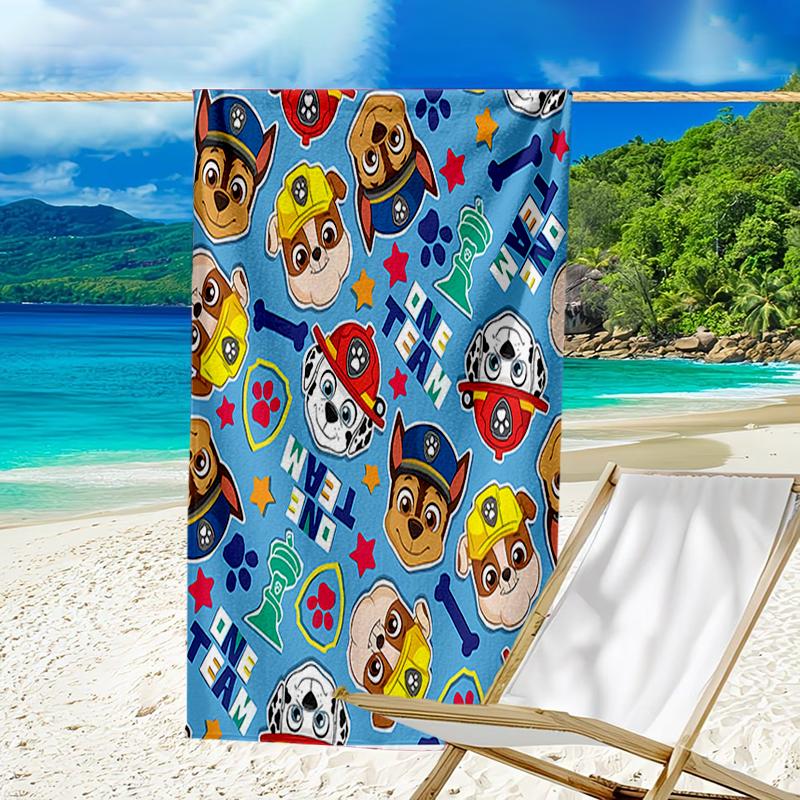 proof beach towel with a Paw Patrol characters pattern - soft,absorbent,quick-drying,machine washable - perfect for swimming,camping,bathing