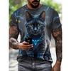 Funny Men's T-shirts Cute Cat 3D Print Tops Men Women Short Sleeve Tee Oversized Streetwear T Shirt Casual Simple Men's Clothing