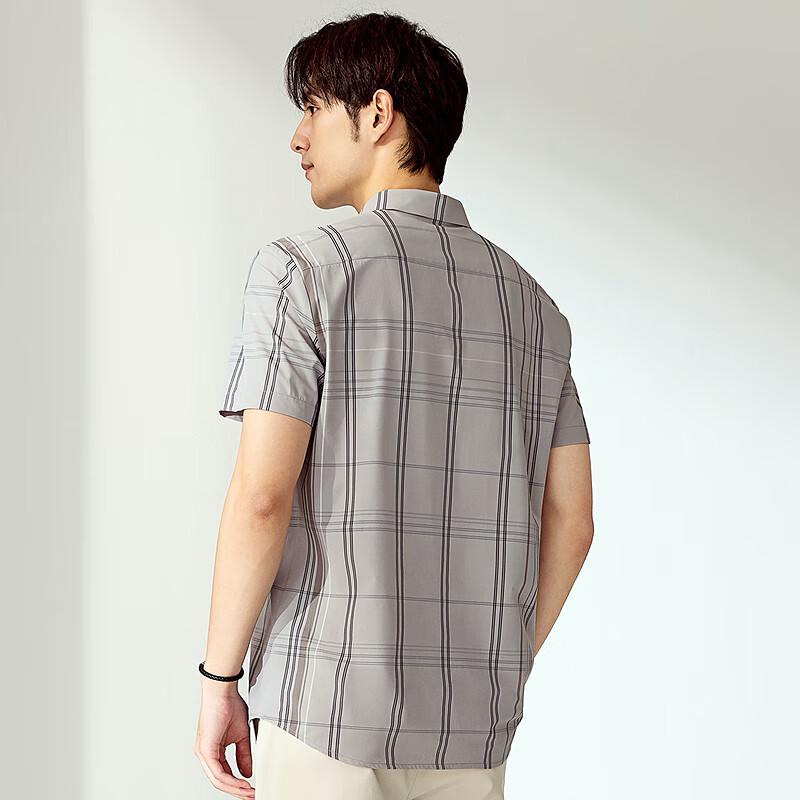 Высококачественная мужская клетчатая жаккардовая эластичная рубашка с коротким рукавом Qipai L