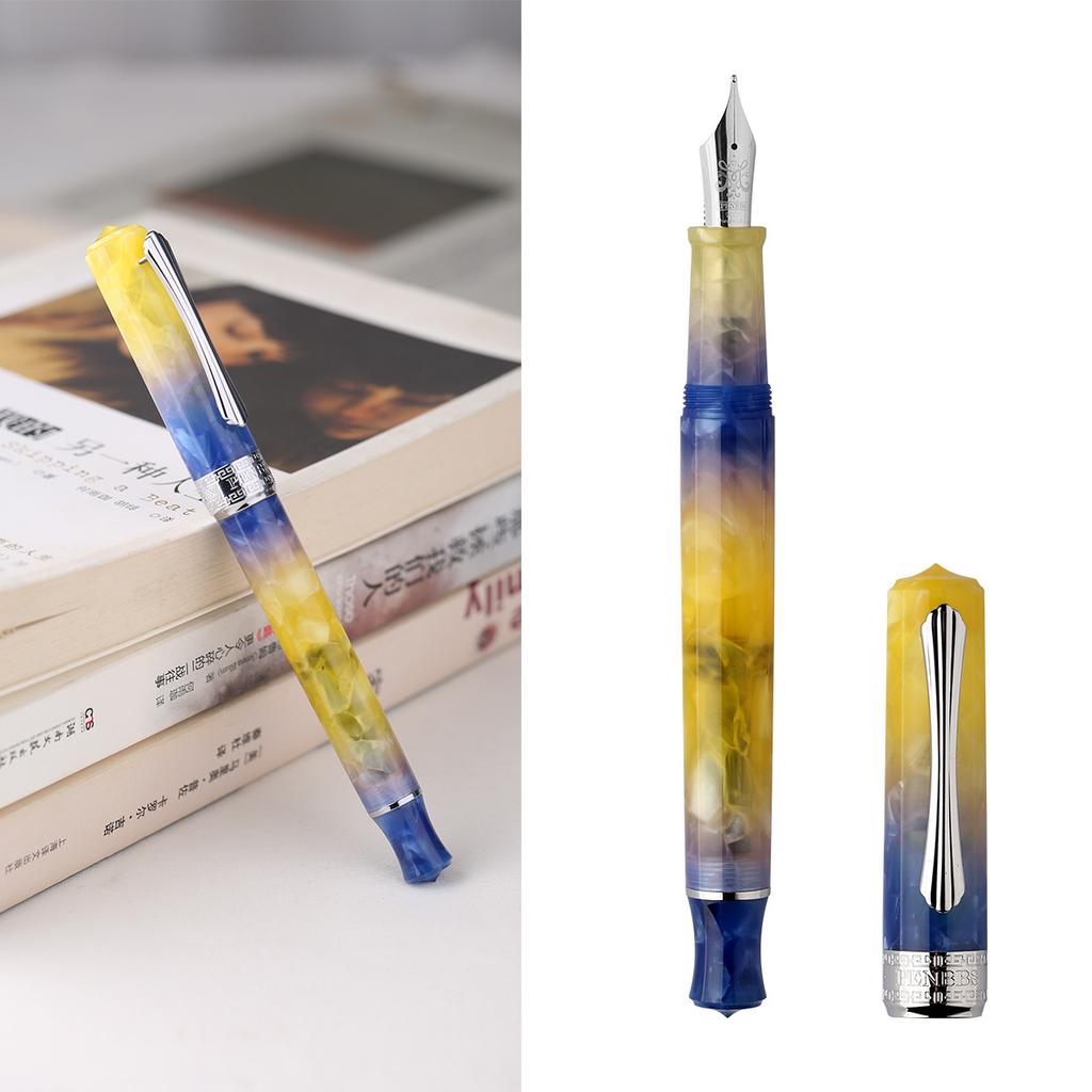 PENBBS 470 Vacuum Filling Fountain Pen Blade/Round Nib Pen Large Capacity Transparent Acrylic Business Writing Gift Pen
