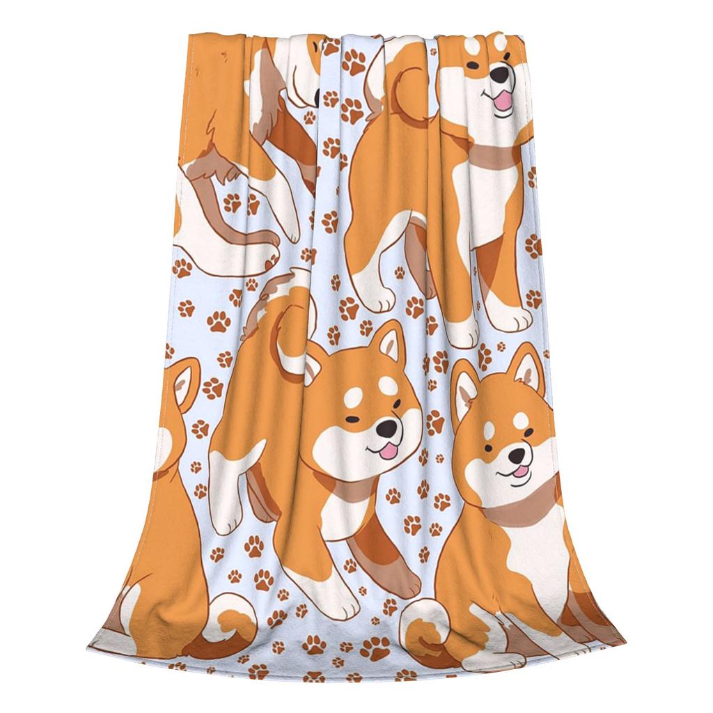Cute Shiba Inu Dog Pattern Blankets Warm Flannel Sofa Throw Blanket for Couch Bedding Travel Throws Bedspread Quilt