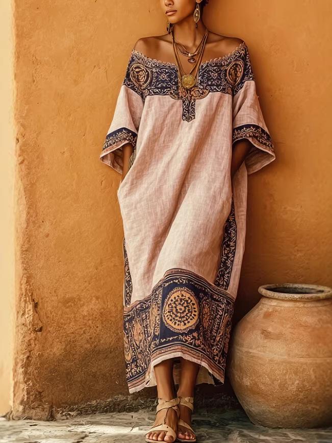 Boho-Print Lockeres Urlaubs-Kleid für Damen