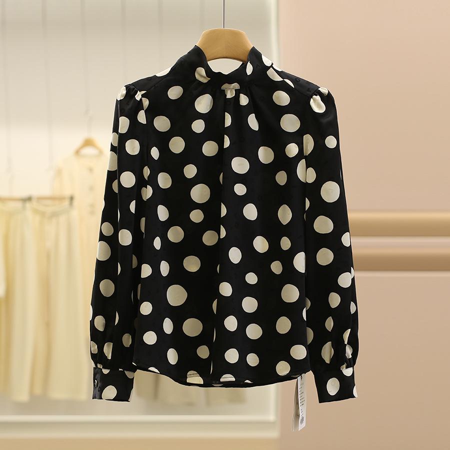 Youxizi Polka Dot Tie-Up Loose Slimming Shirt - 25 Autumn Collection