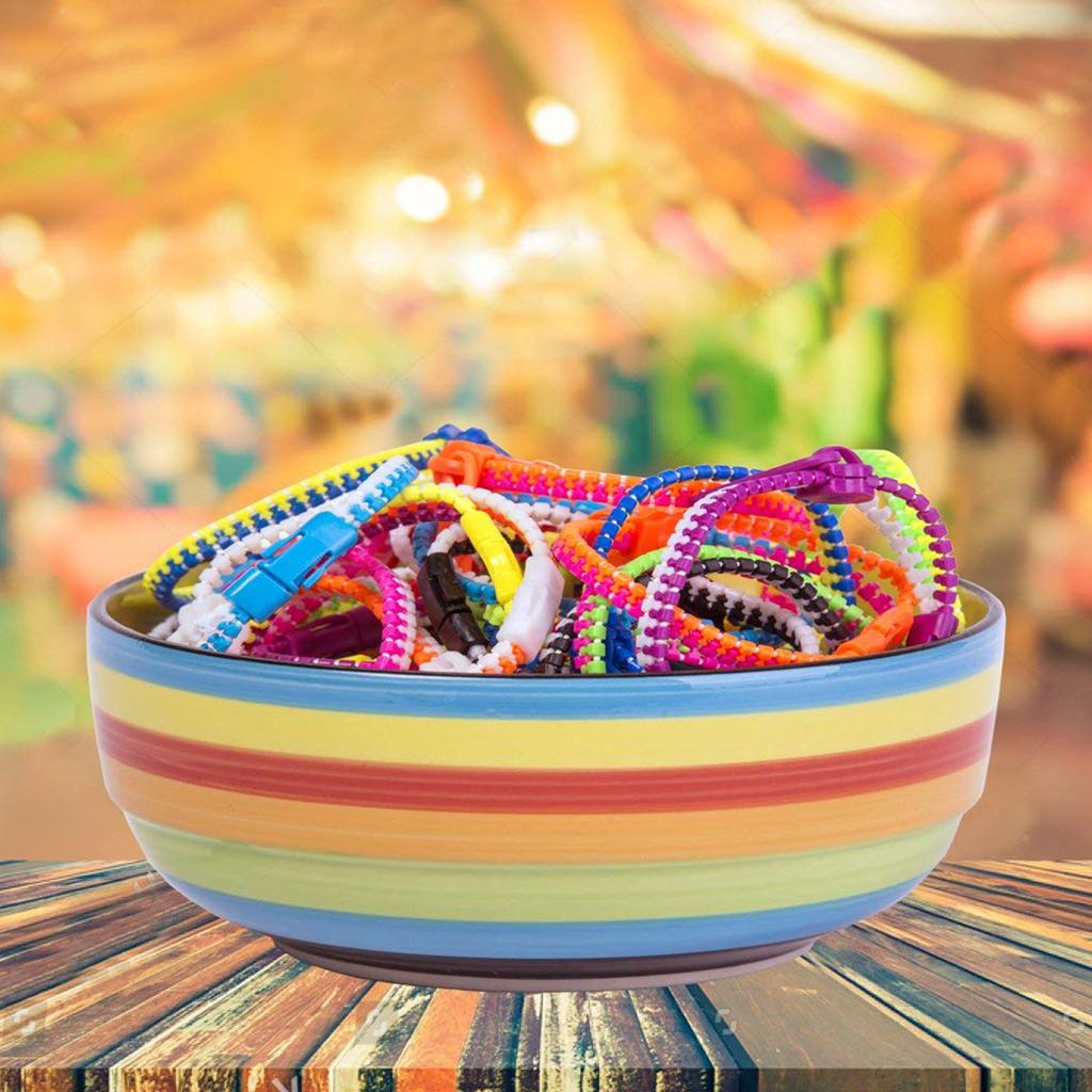 24 Fidget Toys Friendship Zipper Bracelets 7 ½”, Party Favors for Kids, Sensory Bulk Set Neon Colors, Kit for Valentines, Birthday, Goodie Bag
