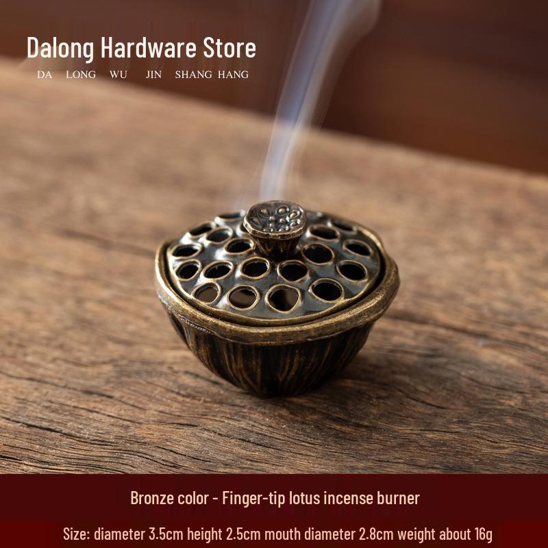Xiangyun Copper Aromatherapy Incense Burner - Hollow Lotus Design, Three-Legged with Porous Baolian Lantern and Boshan Style.