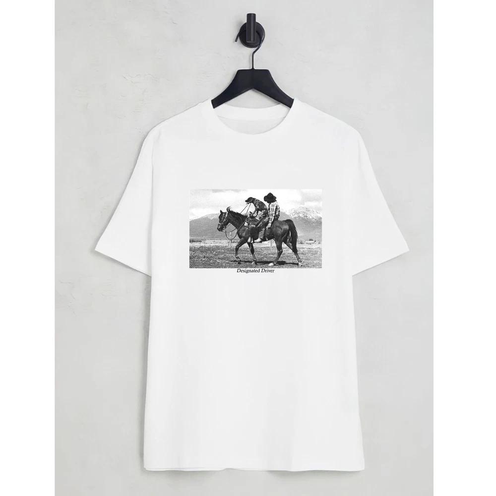 Designated driver vintage horse and dog graphic tshirt country style unisex tee S