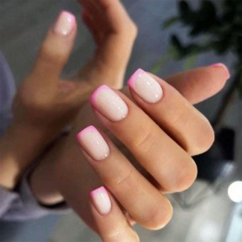 240 Pieces In A Box Wearing Nail Stickers Bare Pink French Border Simple And Versatile Detachable