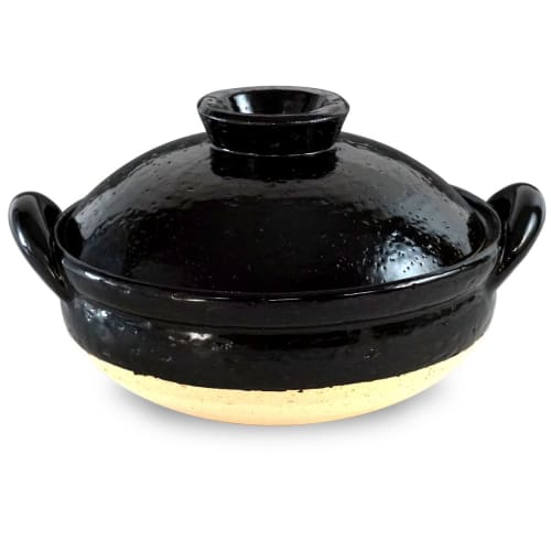 Nagatani-en Healthy Earthenware Steamer, Medium, 27 cm, 2000 ml Capacity, Serves 2-4, Direct Heat Only, Black, Iga-yaki, Made in Japan, ZW-22