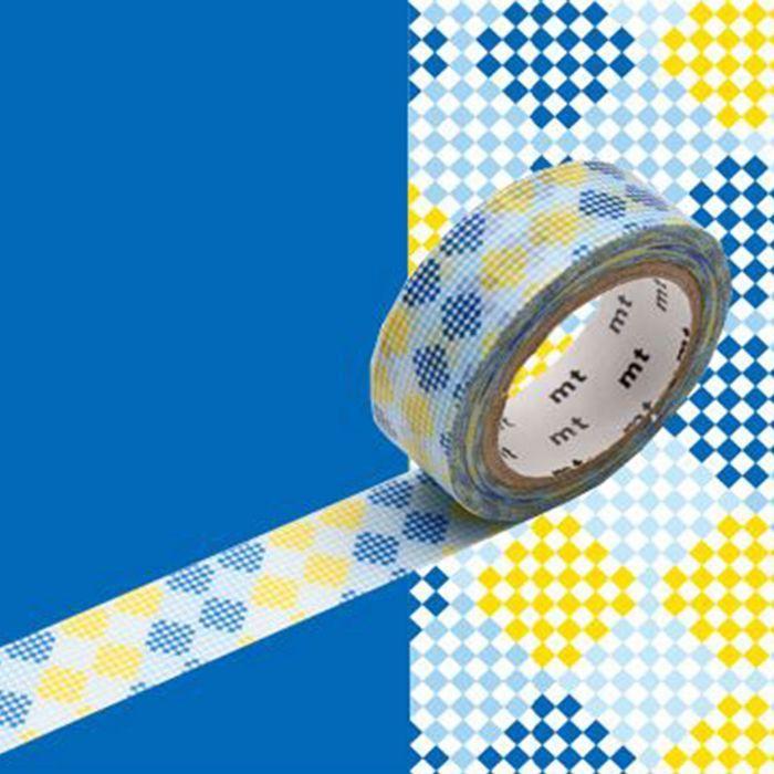 Checkered Masking Tape - Blue and Yellow - 1.5 Cm X 7 M