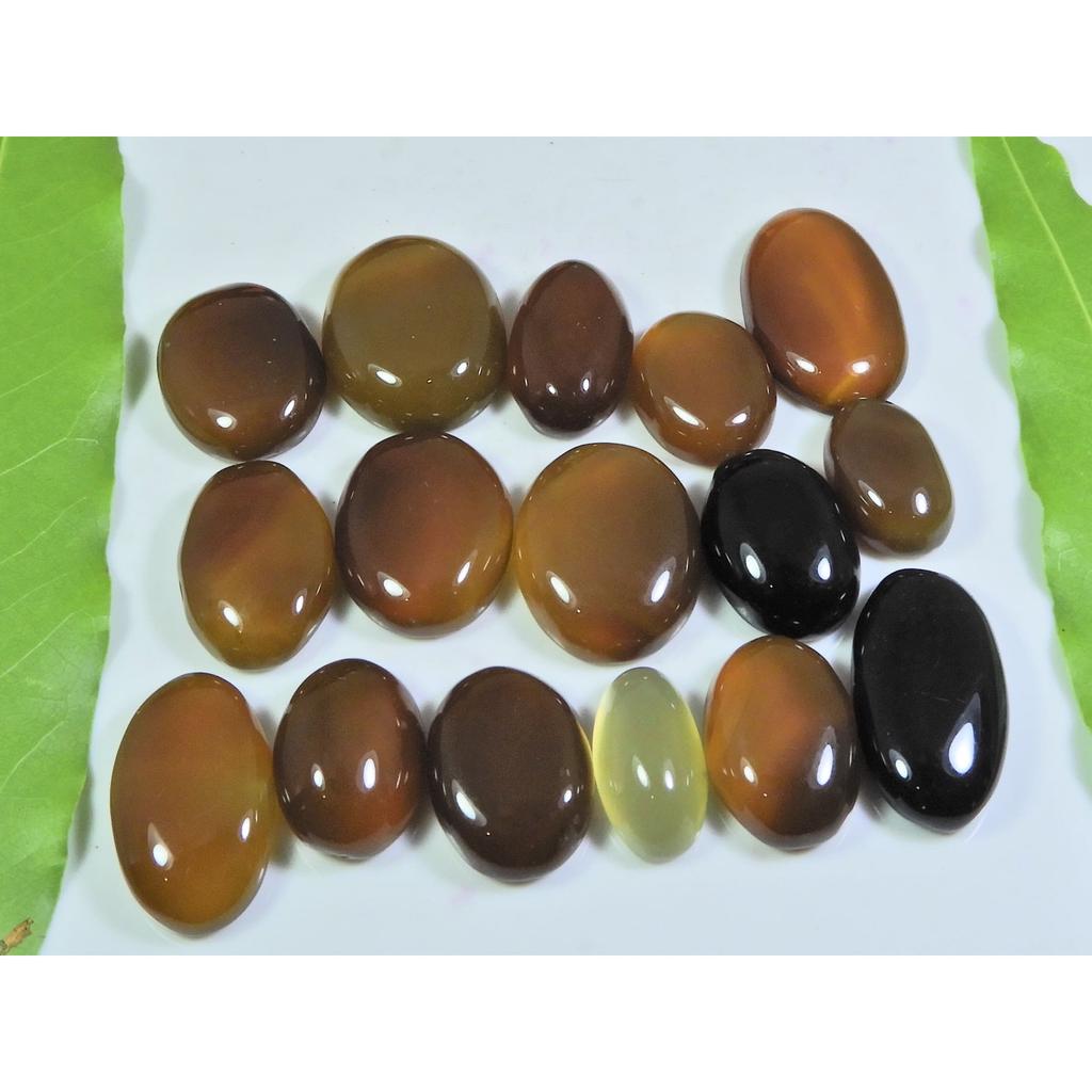 253Cts. Natural Onyx Agate Oval Cabochon Loose Gemstone 16Pcs Lot A-569