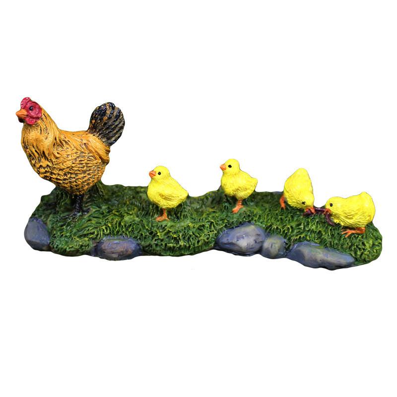 Mother Hen And Chick Miniatures Garden Resin Animal Decor For Gift Housewarming