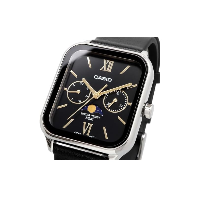 [Casio] CASIO Standard Moon Phase Analog Men's Watch MTP-M305L-1A2V Black Leather Band Black (Overseas Model) [Used]