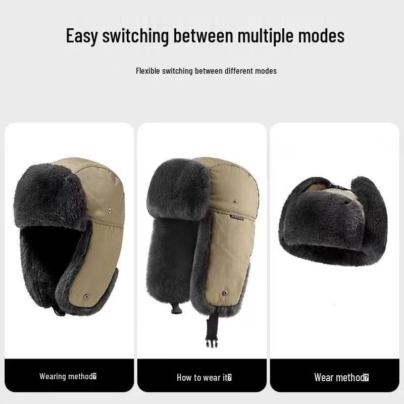 Herren Winddichte Winter Fleece Mütze mit Ohrenschutz zum Radfahren im Freien